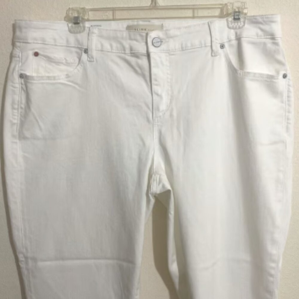 NWOT SLINK JEANS Curvy Boyfriend White Denim Jeans Women's Size 20